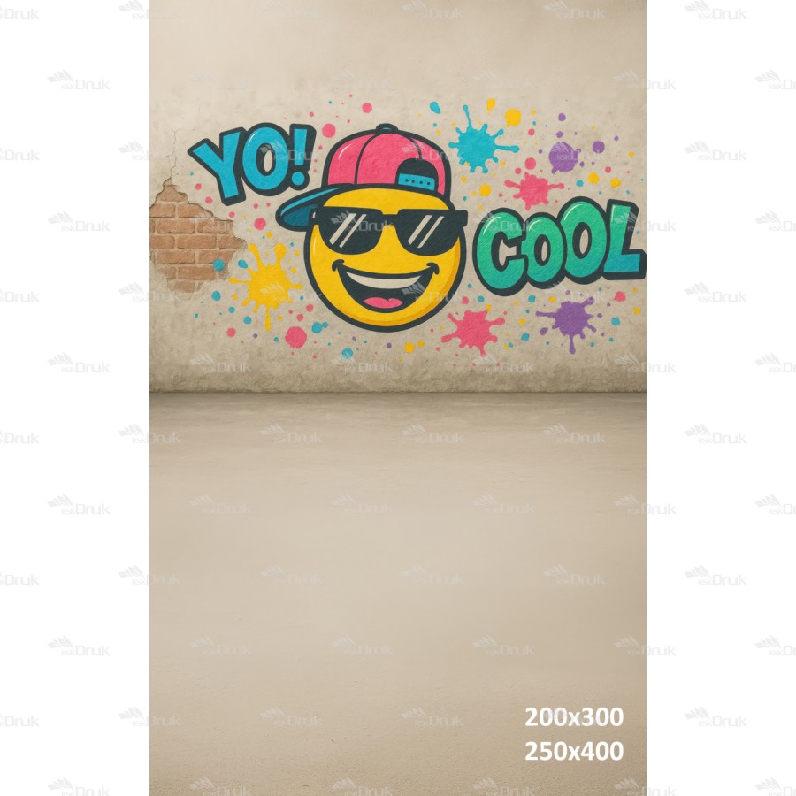 Tło fotograficzne – Graffiti z uśmiechniętą emotką i napisem COOL | 3676
